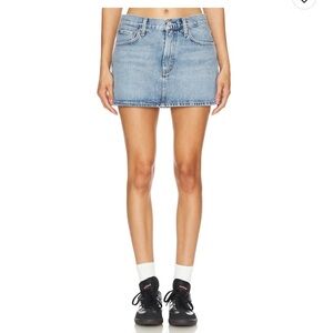 Agolde Alek Mini Skirt in Light Blue Denim